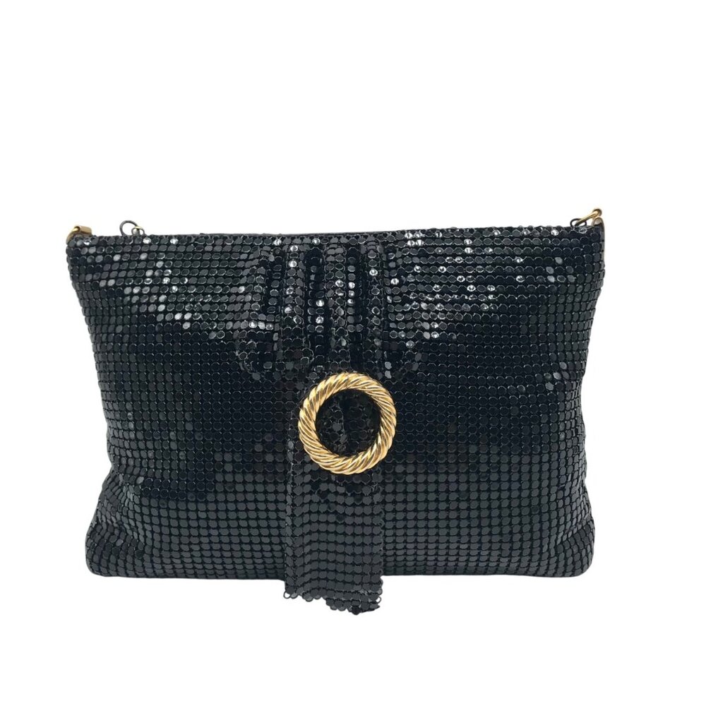 Black Mesh Finish Crossbody Bag